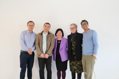 Ken Liu stands with four members of Lehigh faculty